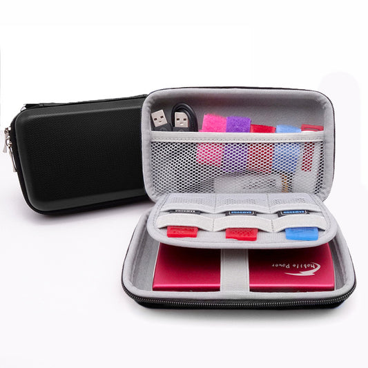 Portable Hard Drive Case EVA Shockproof Storage Organizer for External HDD SSD Data Cables - Travel Tech Accessories Pouch