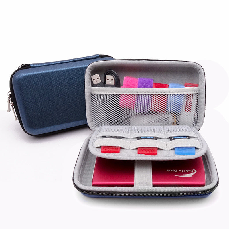 Portable Hard Drive Case EVA Shockproof Storage Organizer for External HDD SSD Data Cables - Travel Tech Accessories Pouch